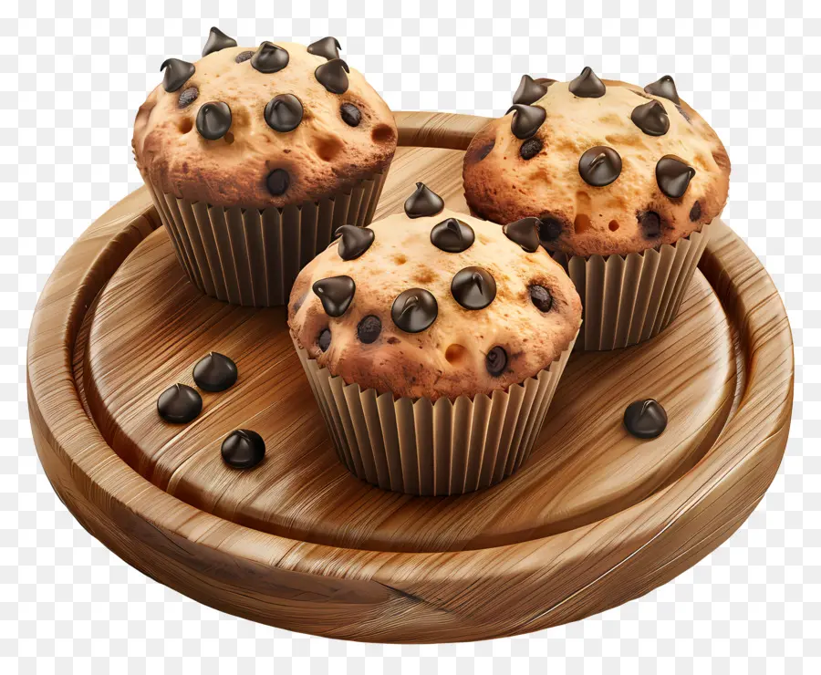 Muffins Con Chispas De Chocolate，Postre PNG