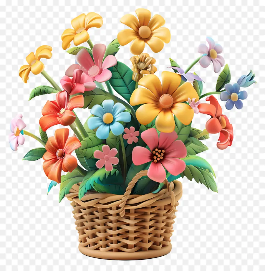 Flores En Canasta，Cesta De Flores PNG