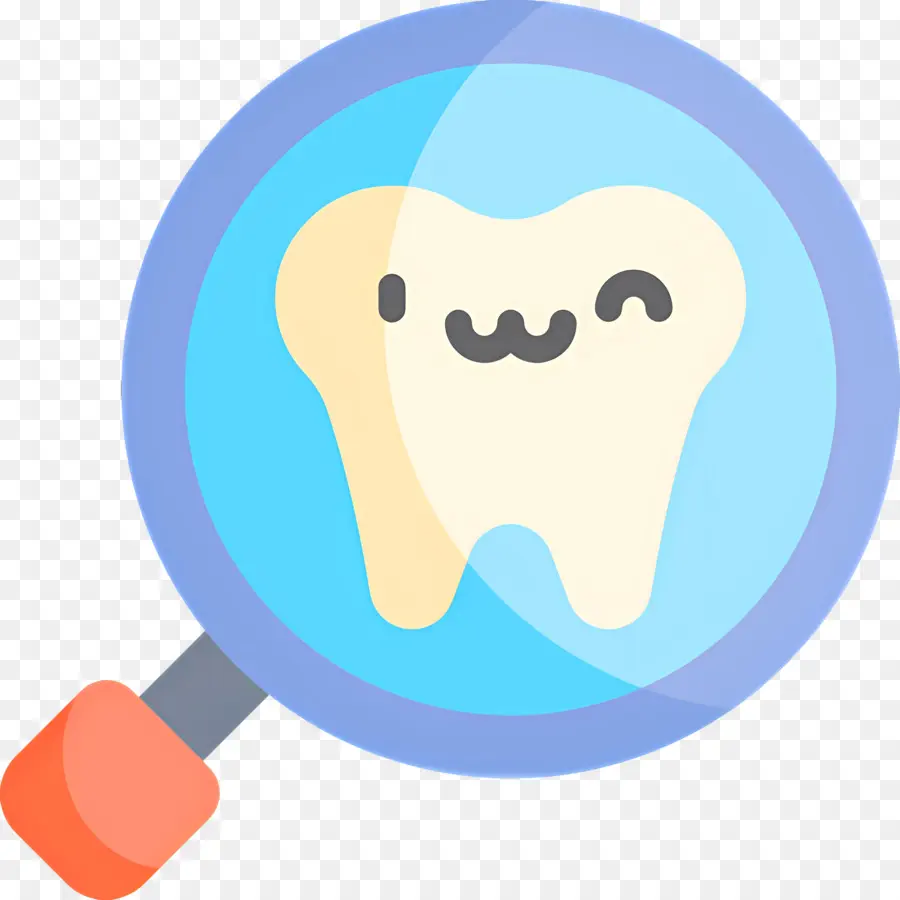 Revisión Dental，Lindo Diente Con Lupa PNG