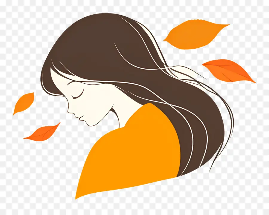 Chica De Otoño，Mujer Con Hojas PNG