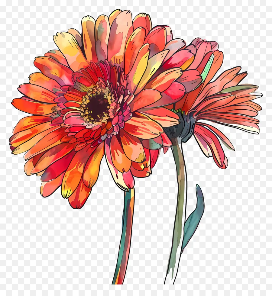 Flores Gerberas，Flor De Naranja PNG