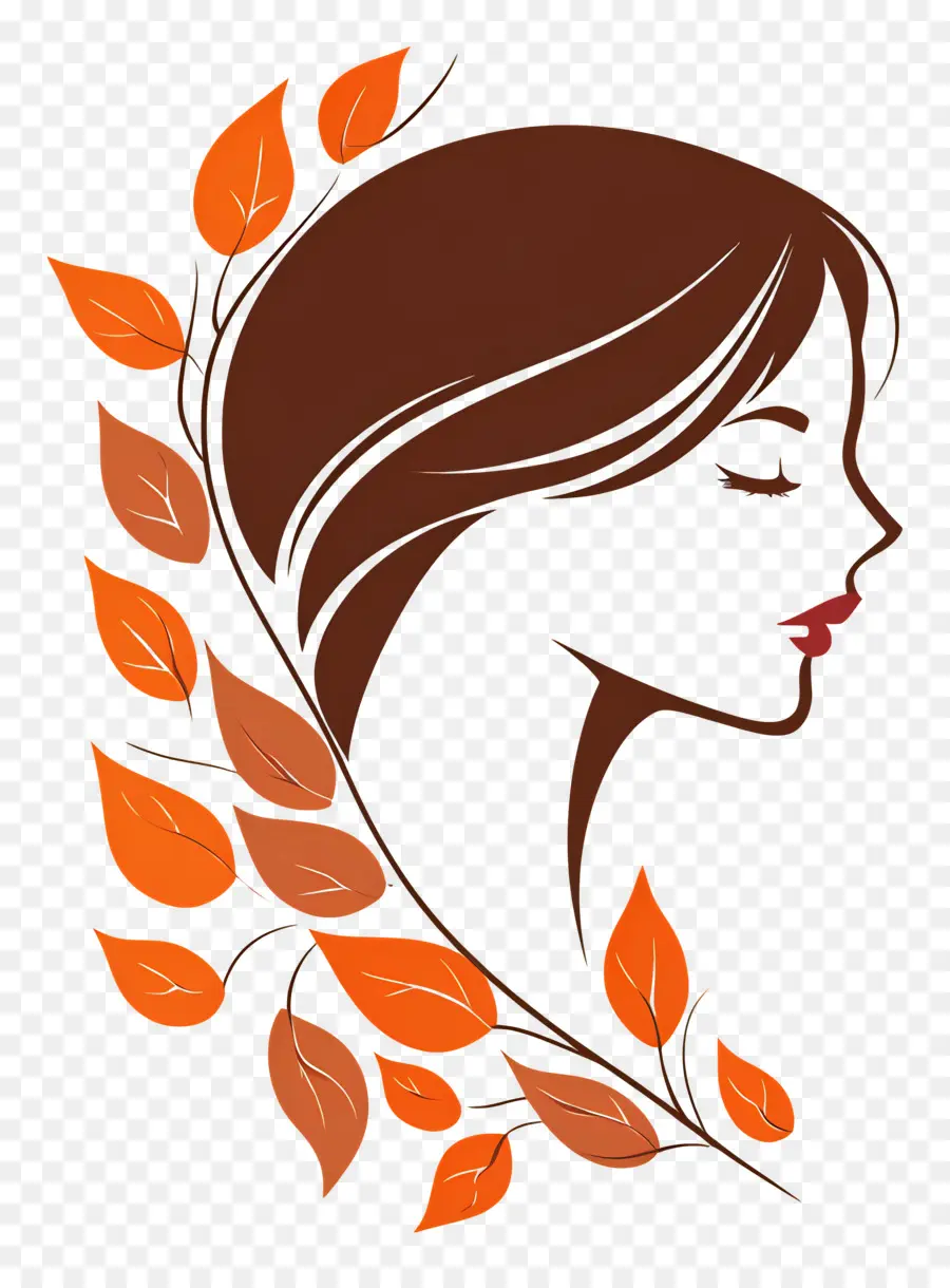 Chica De Otoño，Mujer Con Hojas PNG