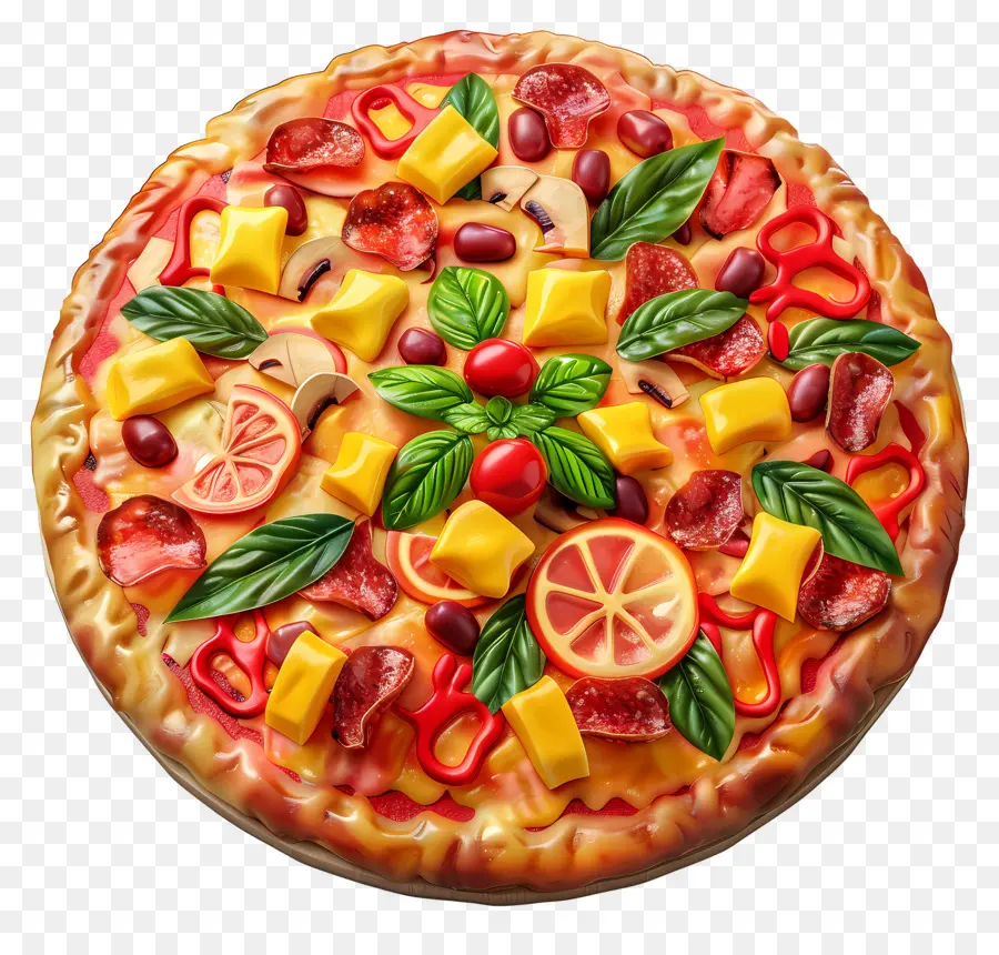 Pizza Hawaiana，Pizza Decorativa PNG