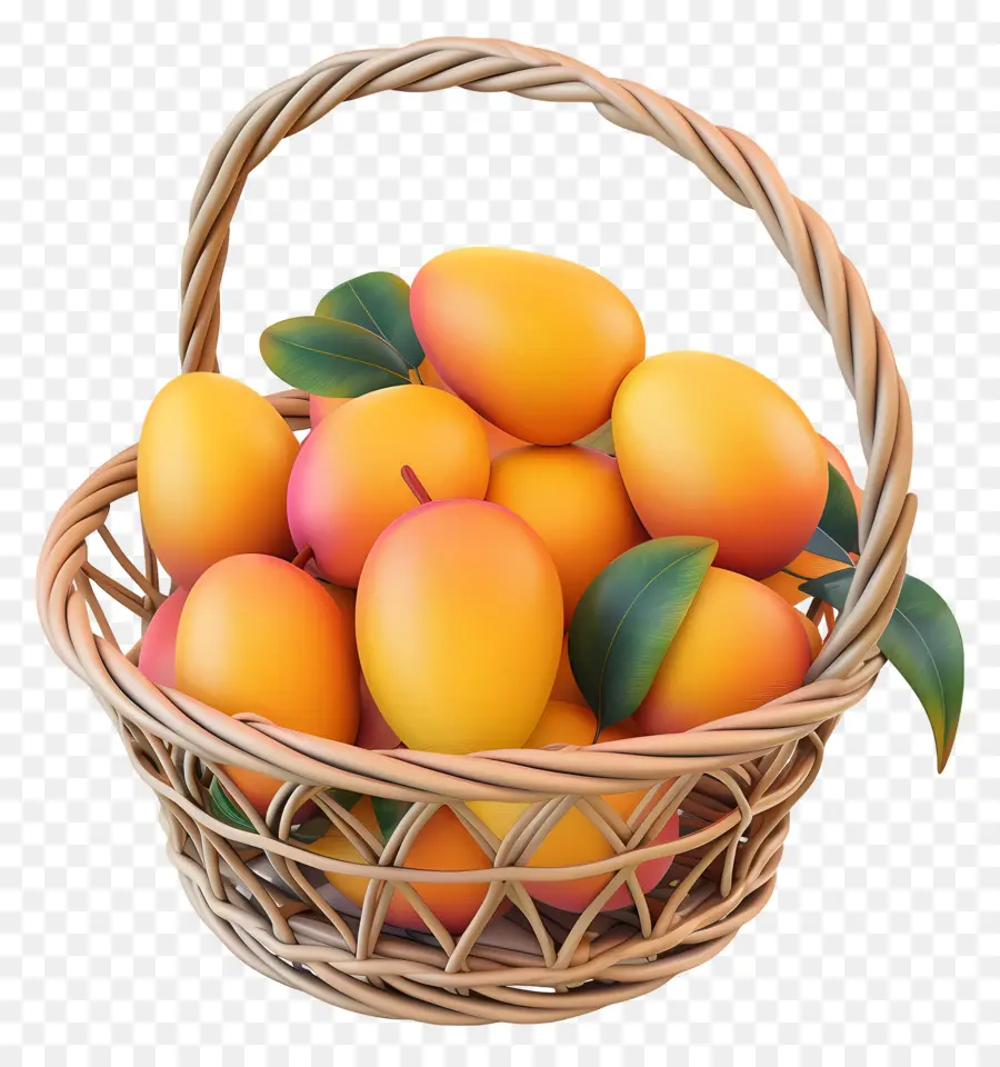 Mango En Canasta，Cesta De Mangos PNG