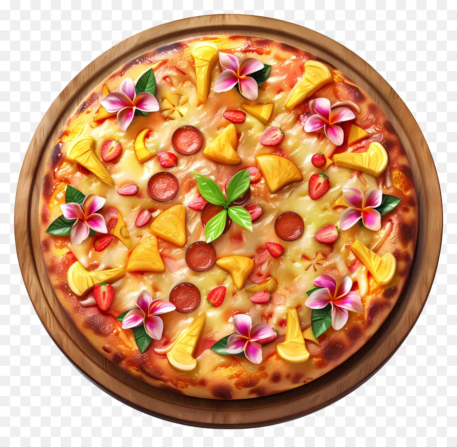 Pizza Hawaiana，Pizza Decorativa PNG