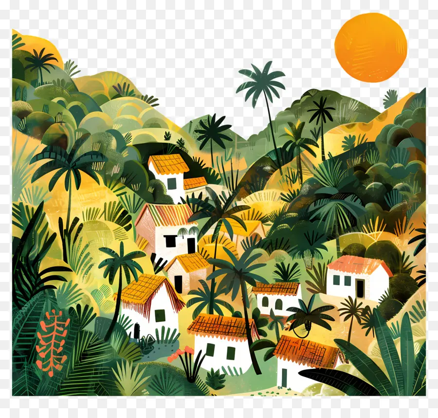 Paisaje Del Pueblo，Pueblo Tropical PNG