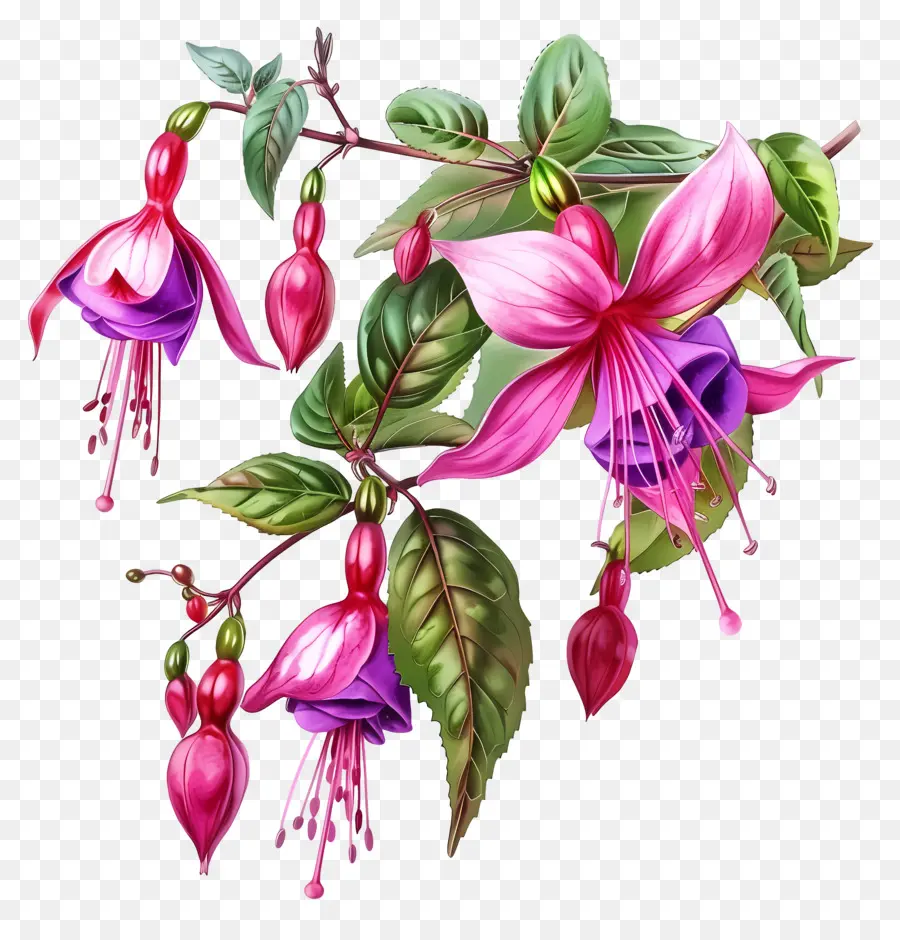 Flores Fucsias，Flores Rosadas PNG