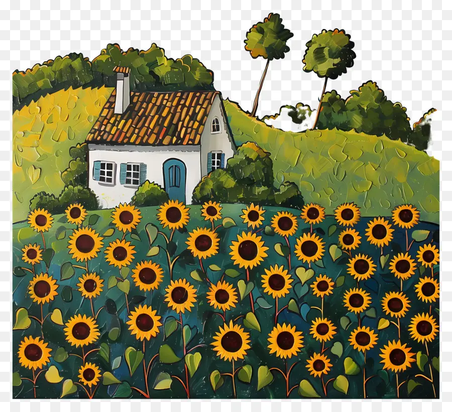 Casa De Campo，Casa Con Girasoles PNG