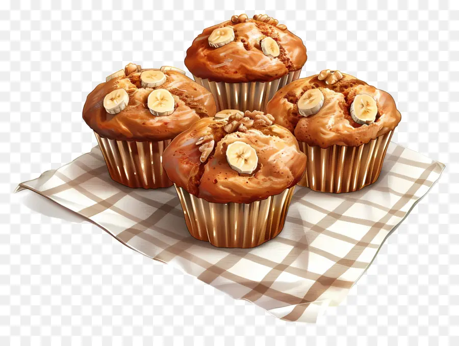 Muffins De Plátano Y Nueces，Magdalenas PNG