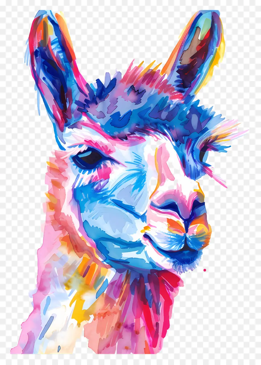 Cara De Alpaca，Llama Colorida PNG