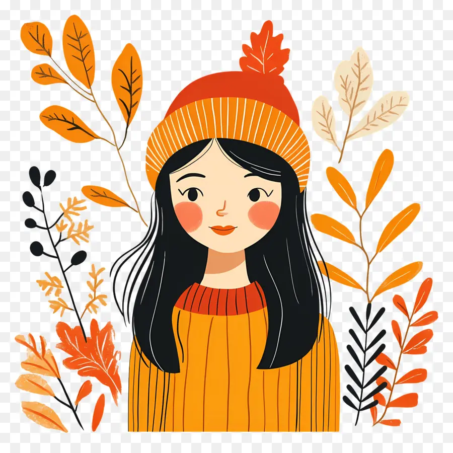 Chica De Otoño，Mujer En Otoño PNG