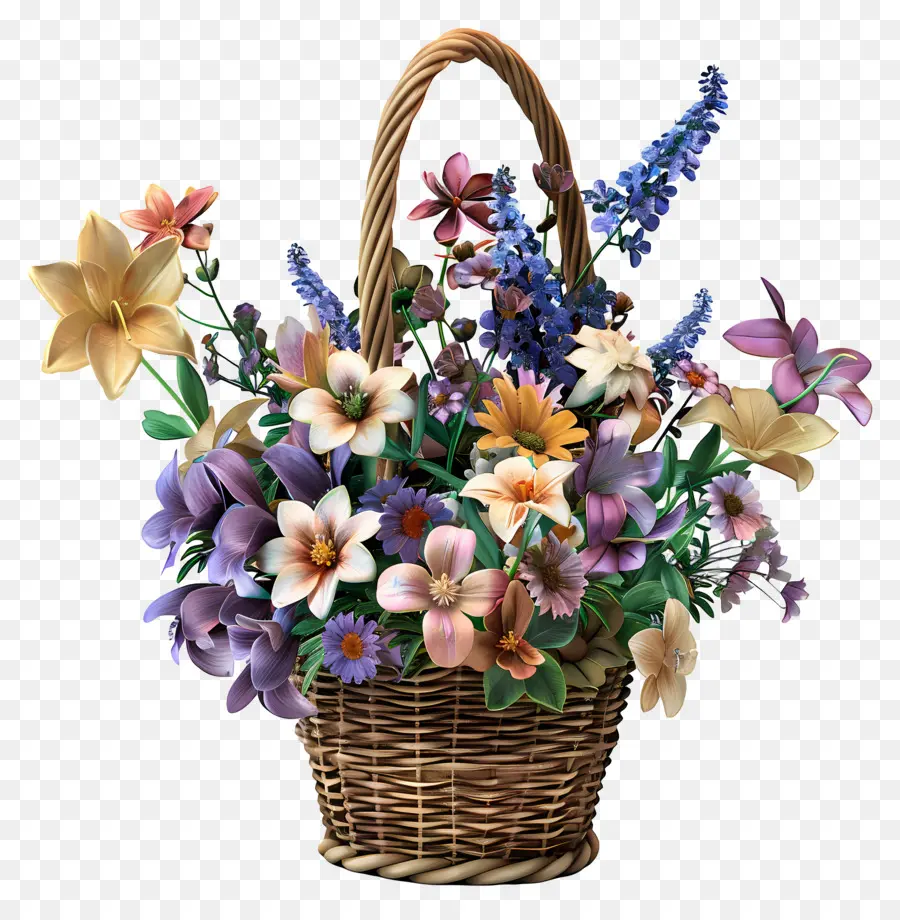 Flores En Canasta，Cesta De Flores PNG