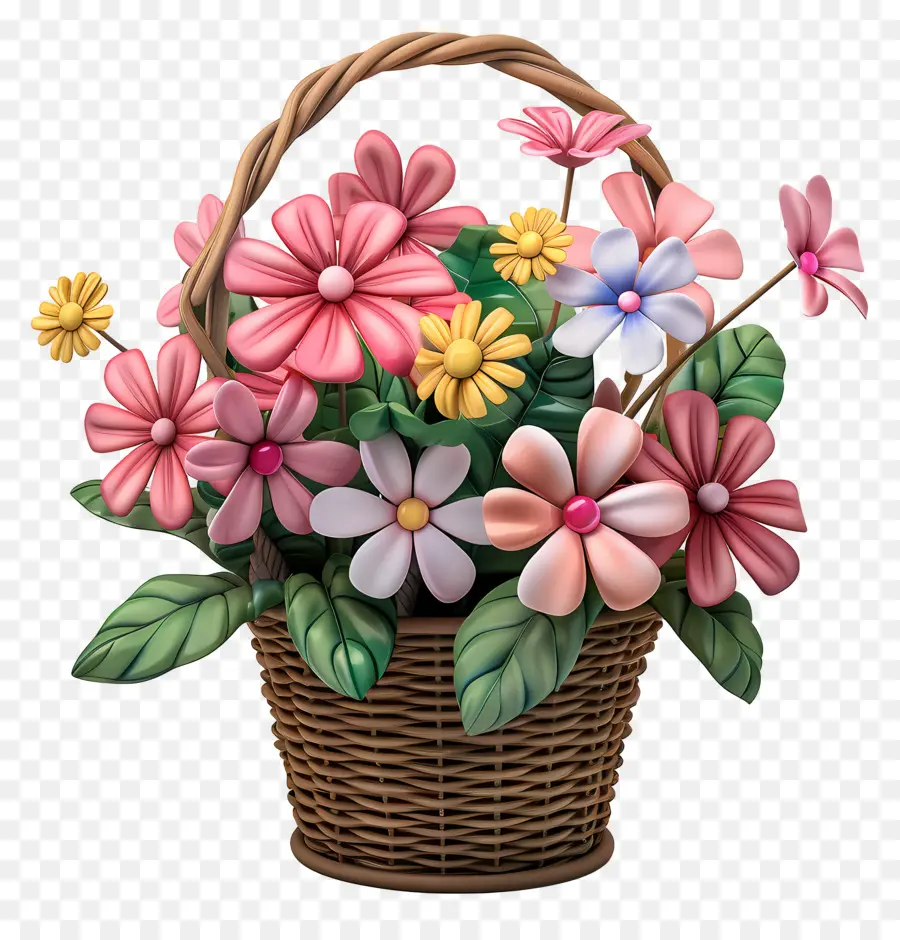 Flores En Canasta，Cesta De Flores PNG