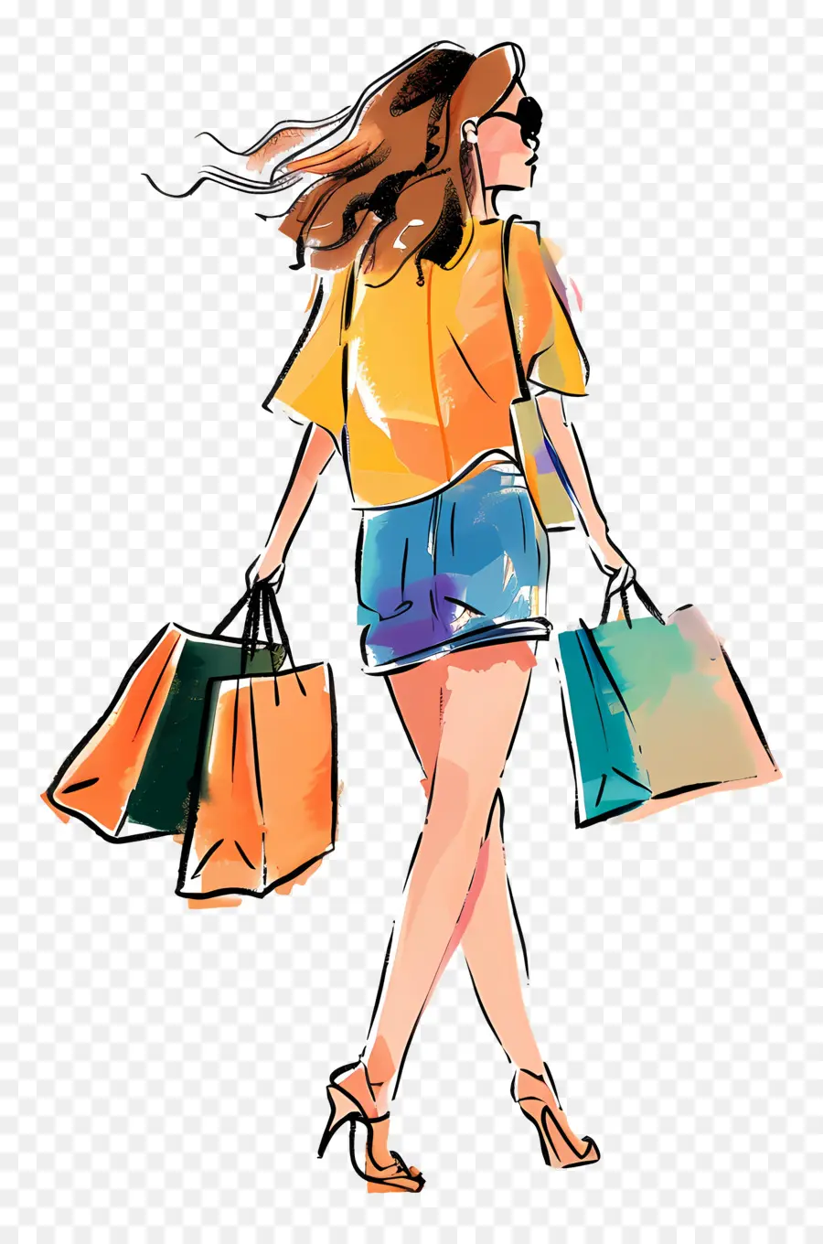 Mujer De Compras，Bolsas PNG