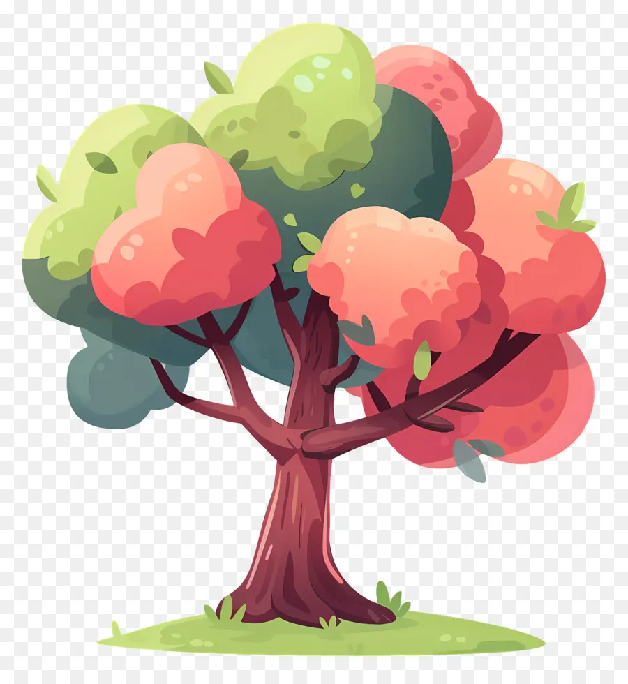 árbol De Dibujos Animados Lindo，árbol Colorido PNG