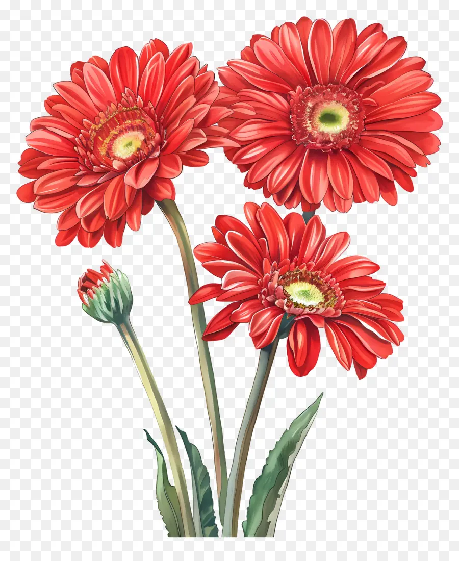 Flores Gerberas，Flores Rojas PNG