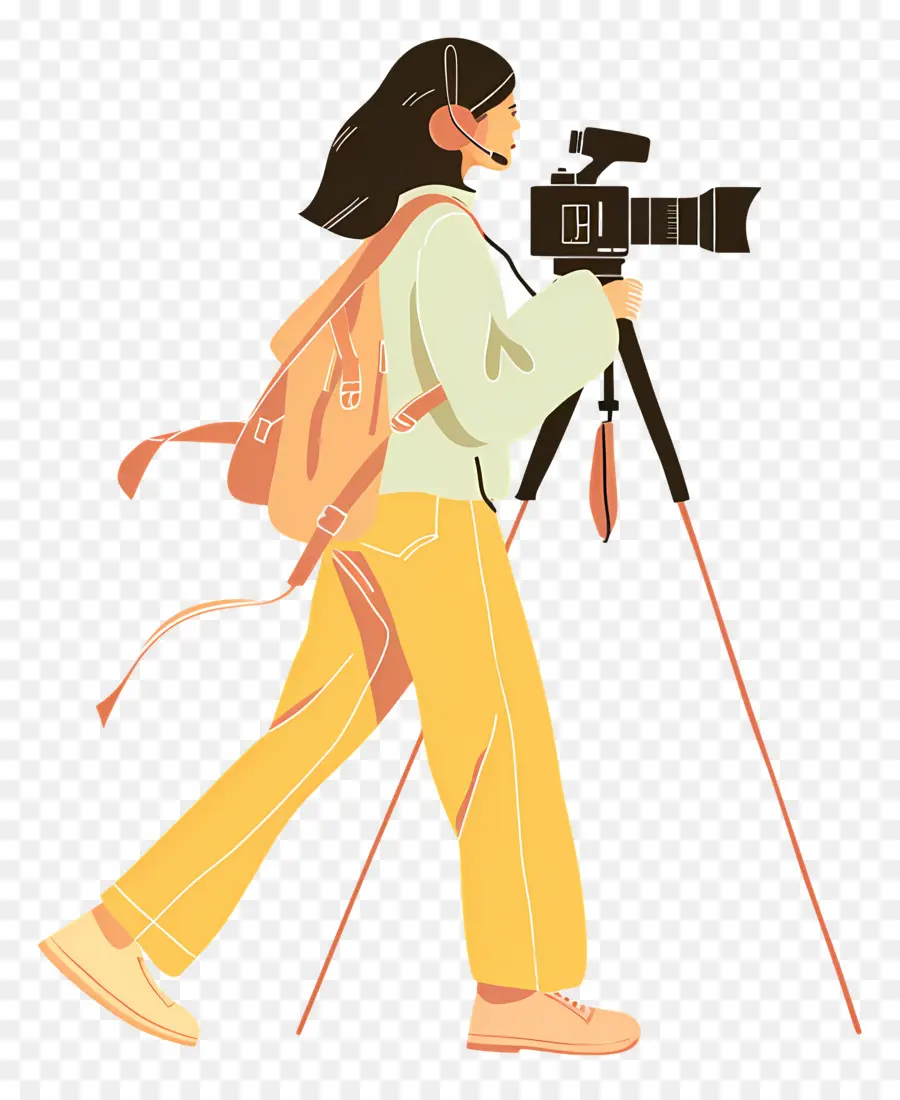 Mujer Filmando Vlog，Camarógrafo PNG