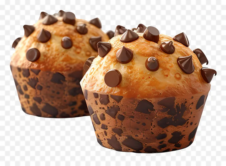 Muffins Con Chispas De Chocolate，Horneado PNG