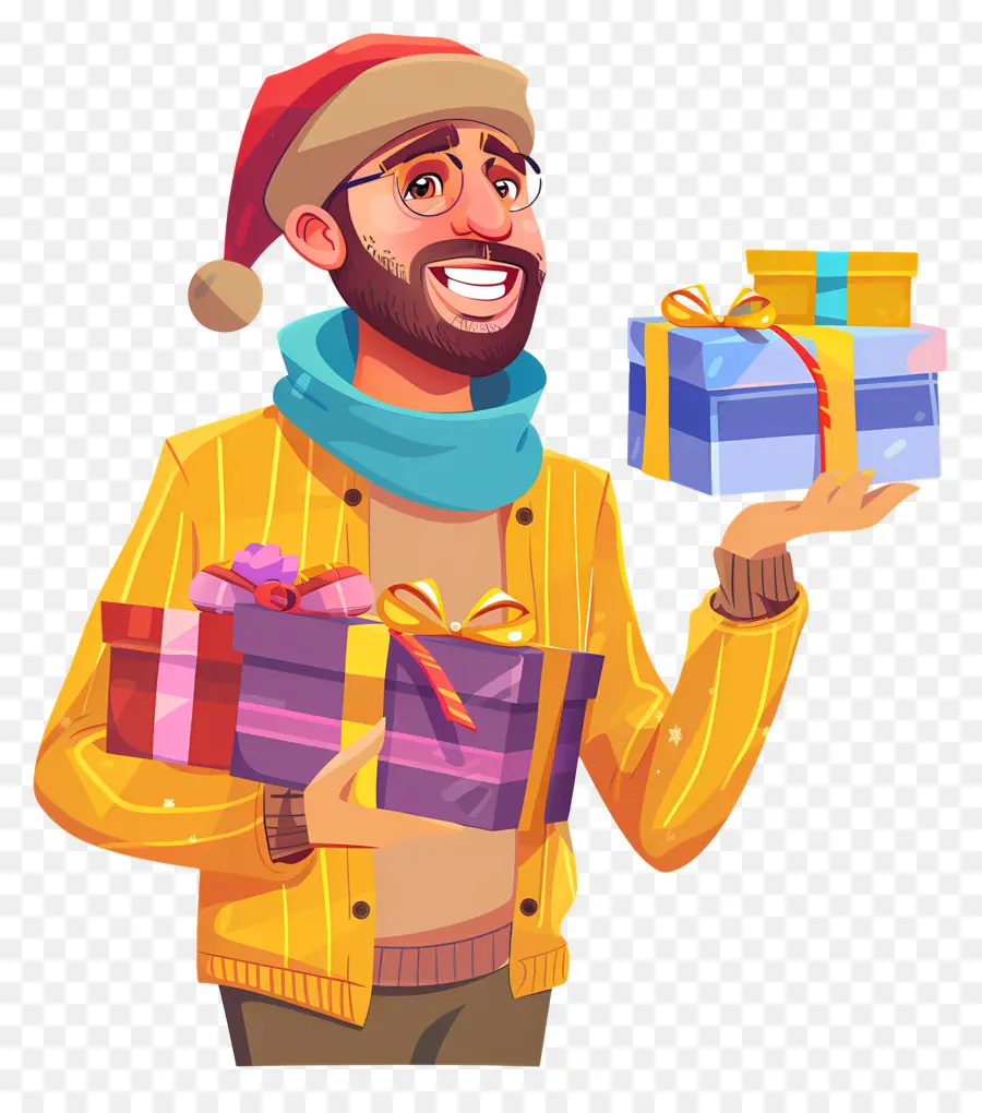 Hombre Sosteniendo Regalos，Hombre Con Regalos PNG