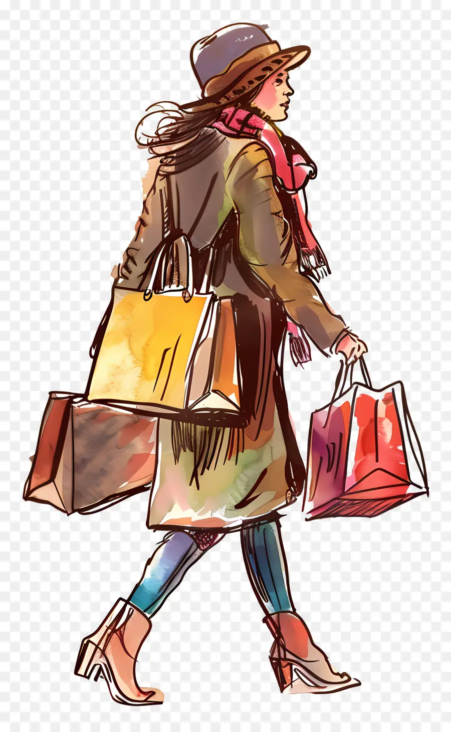 Mujer De Compras，Bolsas PNG