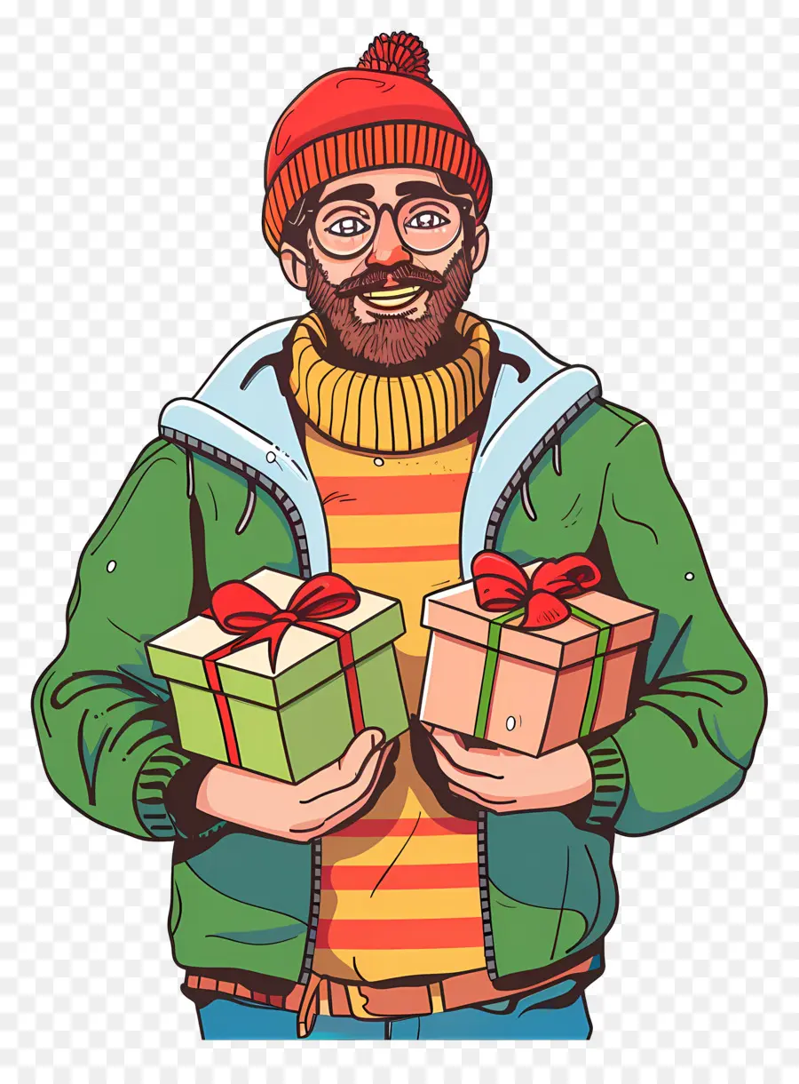 Hombre Sosteniendo Regalos，Hombre Con Regalos PNG