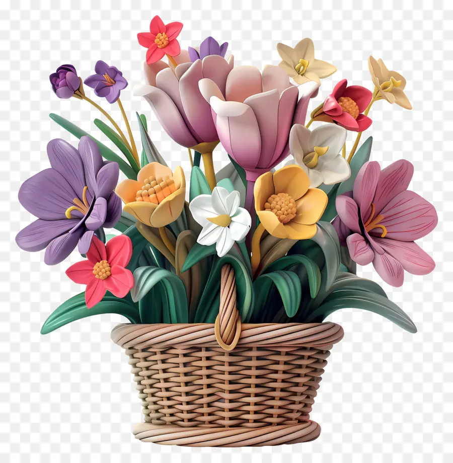 Flores En Canasta，Cesta De Flores PNG