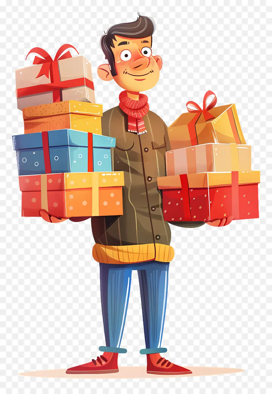 Hombre Sosteniendo Regalos，Hombre Con Regalos PNG