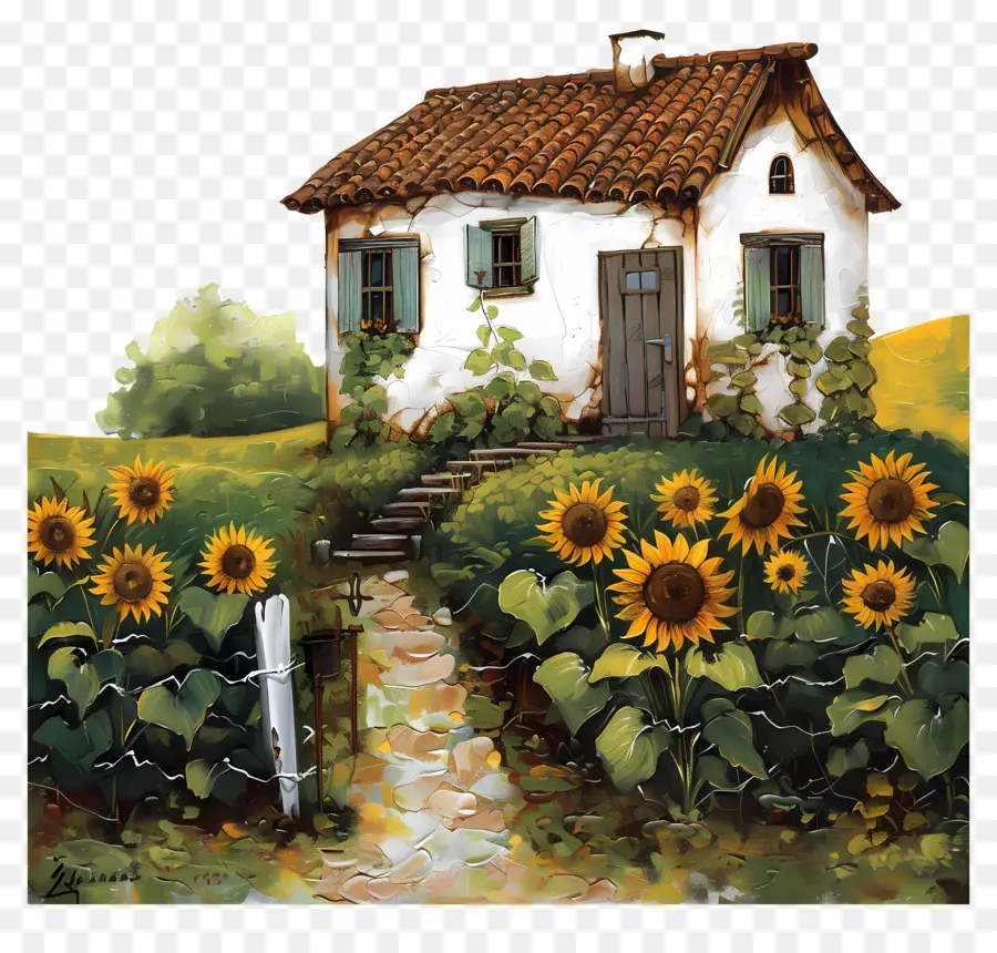 Casa De Campo，Casa Con Girasoles PNG