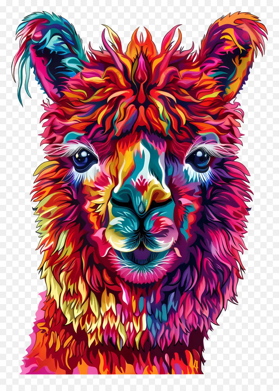 Cara De Alpaca，Llama Colorida PNG