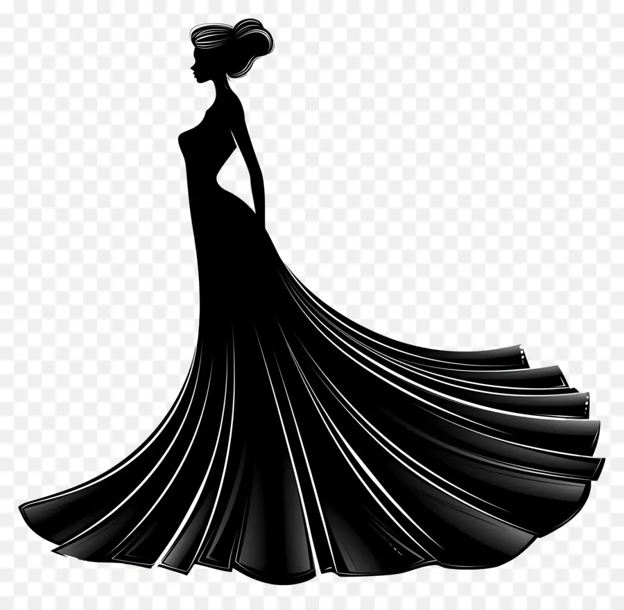 Silueta De Mujer Elegante，Vestido Negro PNG