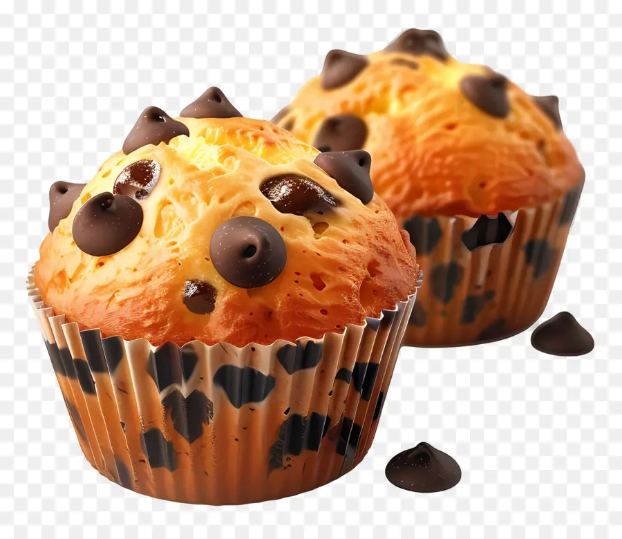 Muffins Con Chispas De Chocolate，Horneado PNG