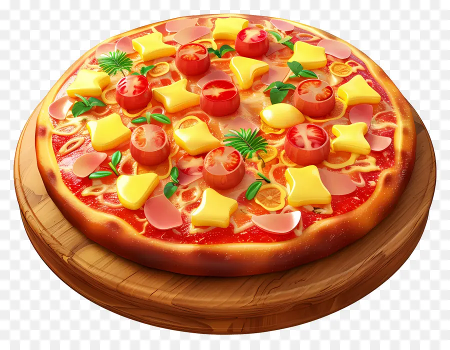 Pizza Hawaiana，Pizza Decorativa PNG