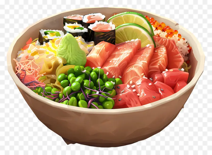 Poke Bowl，Tazón De Sushi PNG