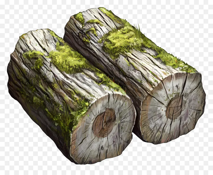 Troncos Cubiertos De Musgo，Madera PNG