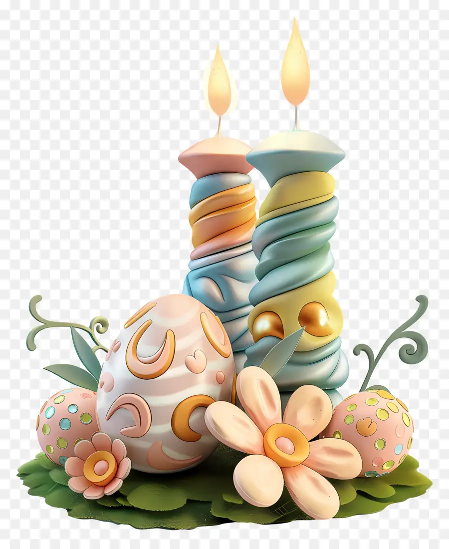 Vela De Pascua，Velas Y Huevos PNG