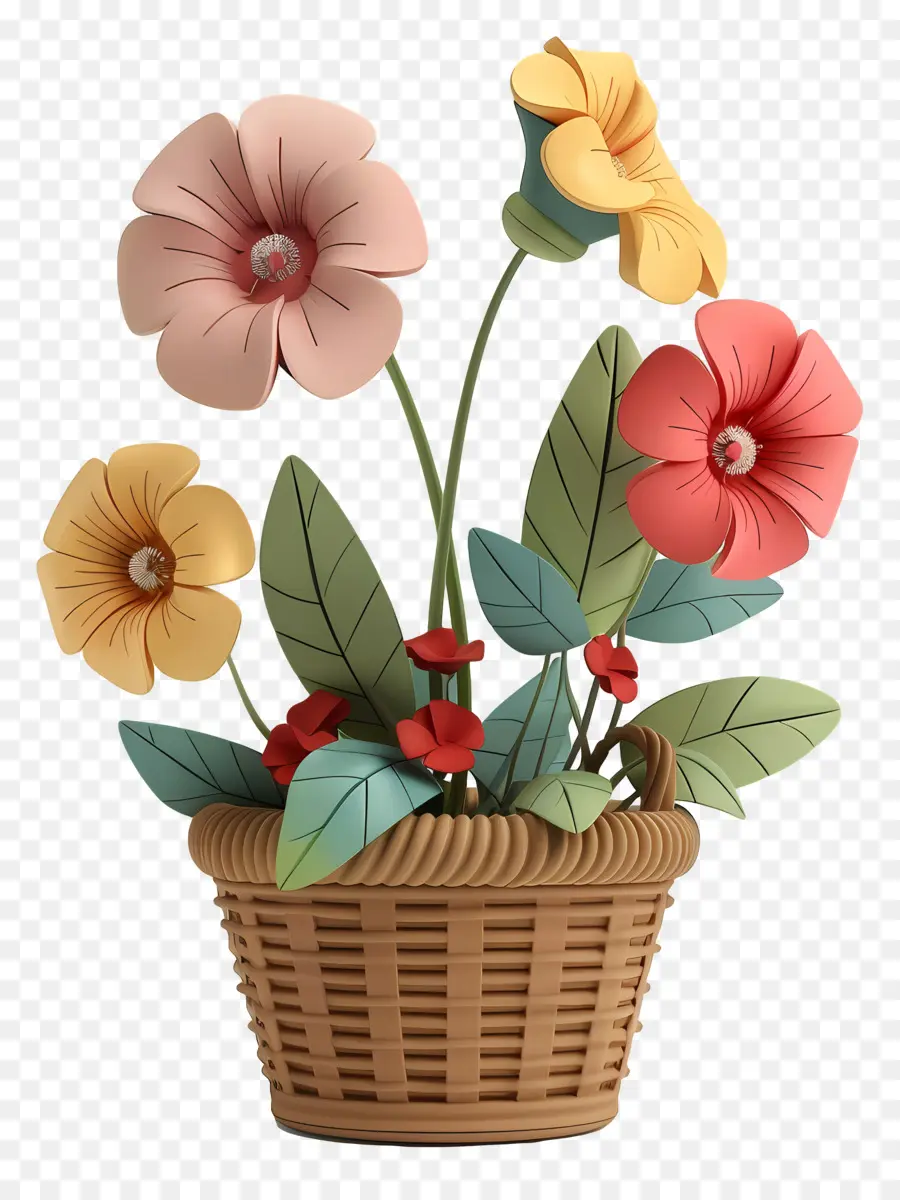 Flores En Canasta，Cesta De Flores PNG