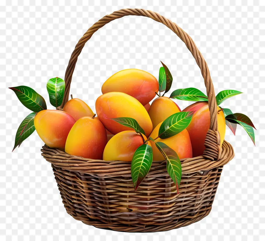 Mango En Canasta，Cesta De Mangos PNG