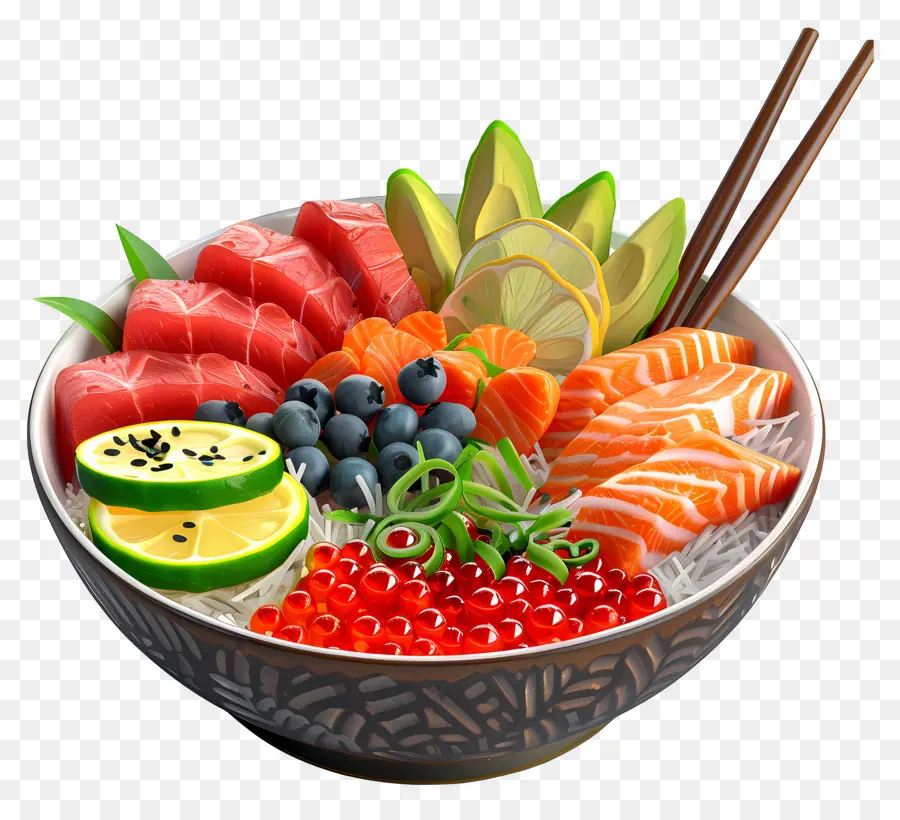 Poke Bowl，Tazón De Sushi PNG