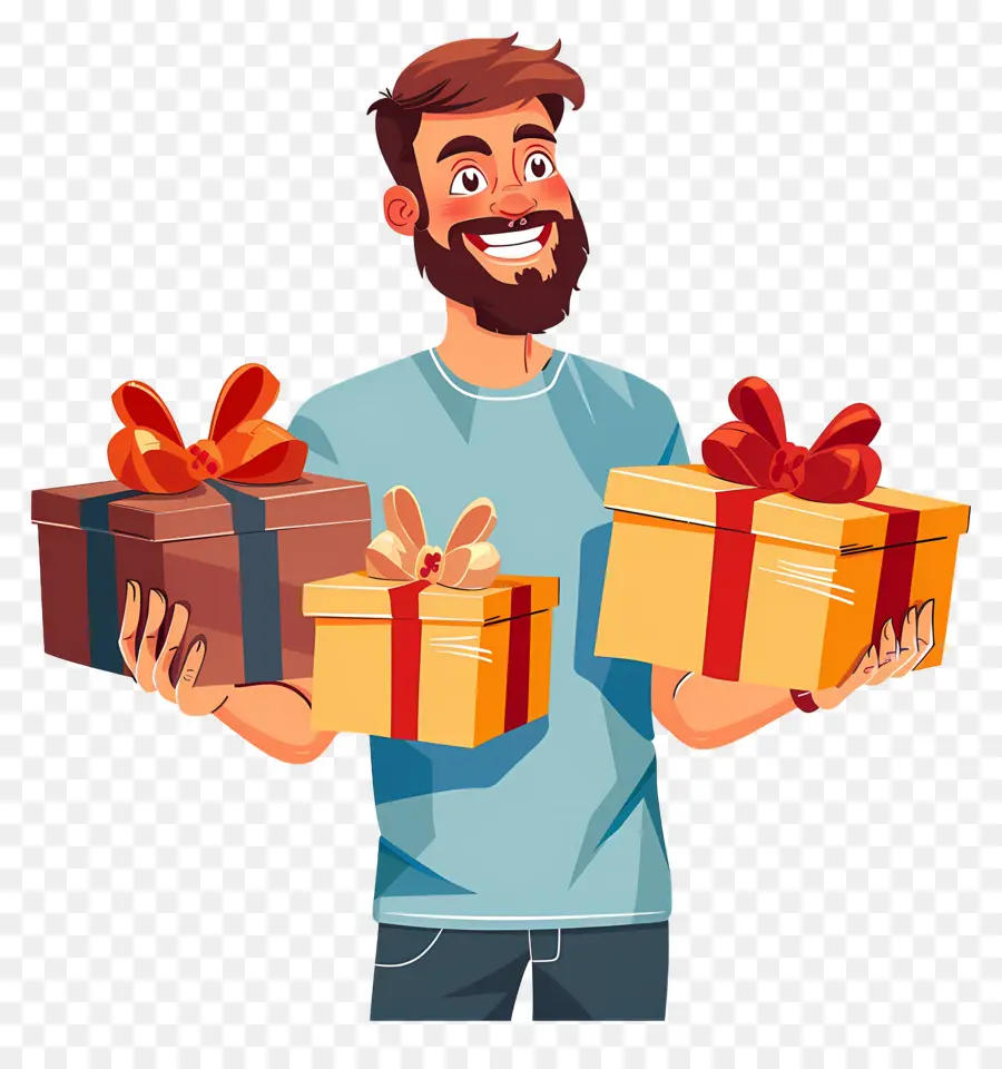 Hombre Sosteniendo Regalos，Hombre Con Regalos PNG