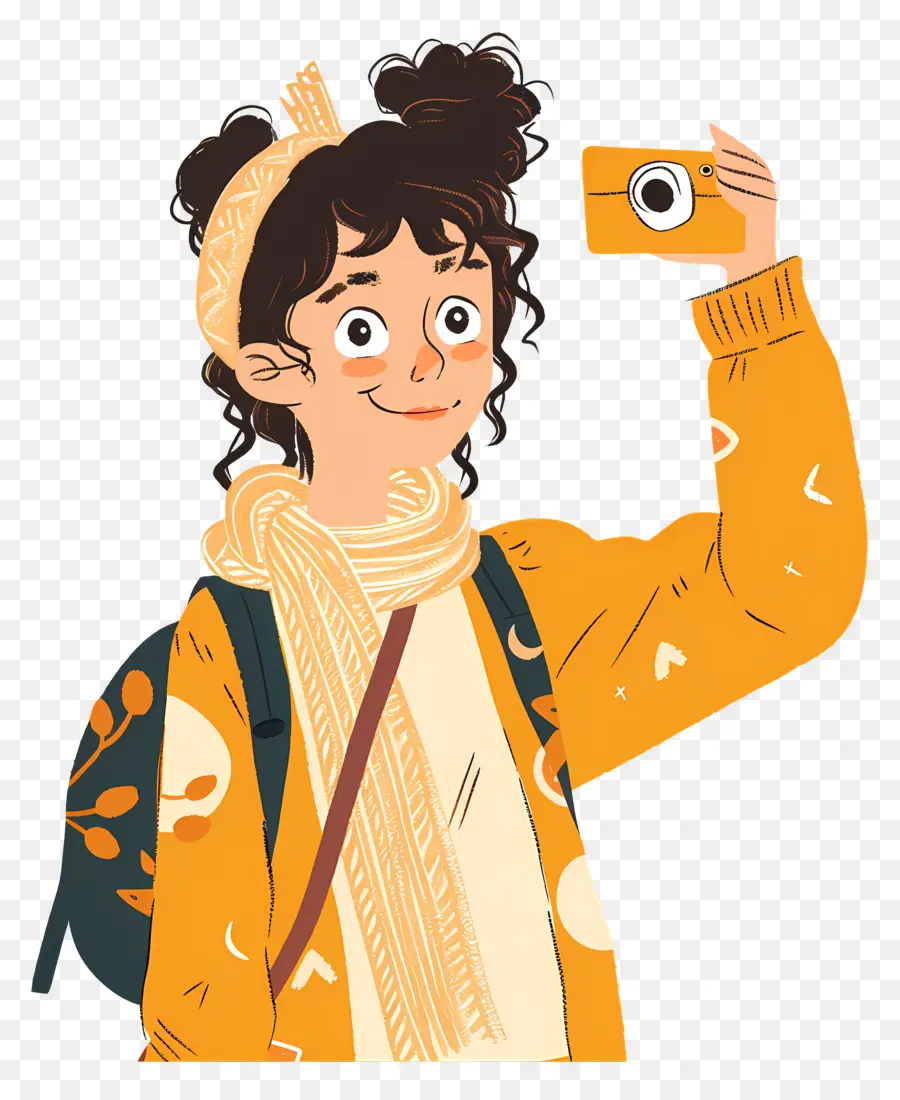 Mujer Tomando Selfie，Chica Con Cámara PNG