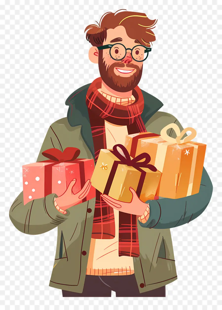 Hombre Sosteniendo Regalos，Hombre Con Regalos PNG