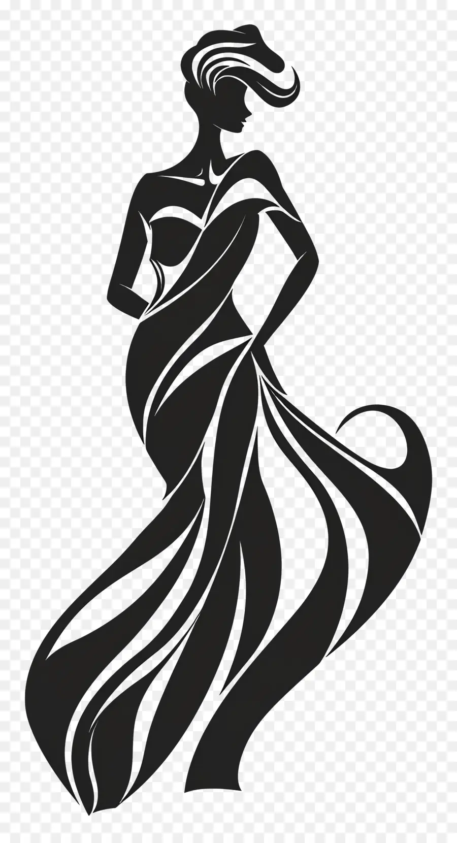 Silueta De Mujer Elegante，Vestido Negro PNG