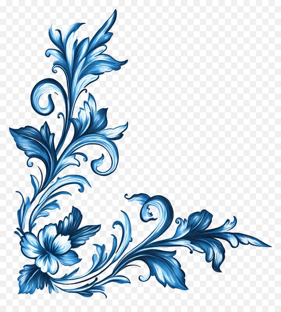 Azul，Diseño Floral Azul PNG