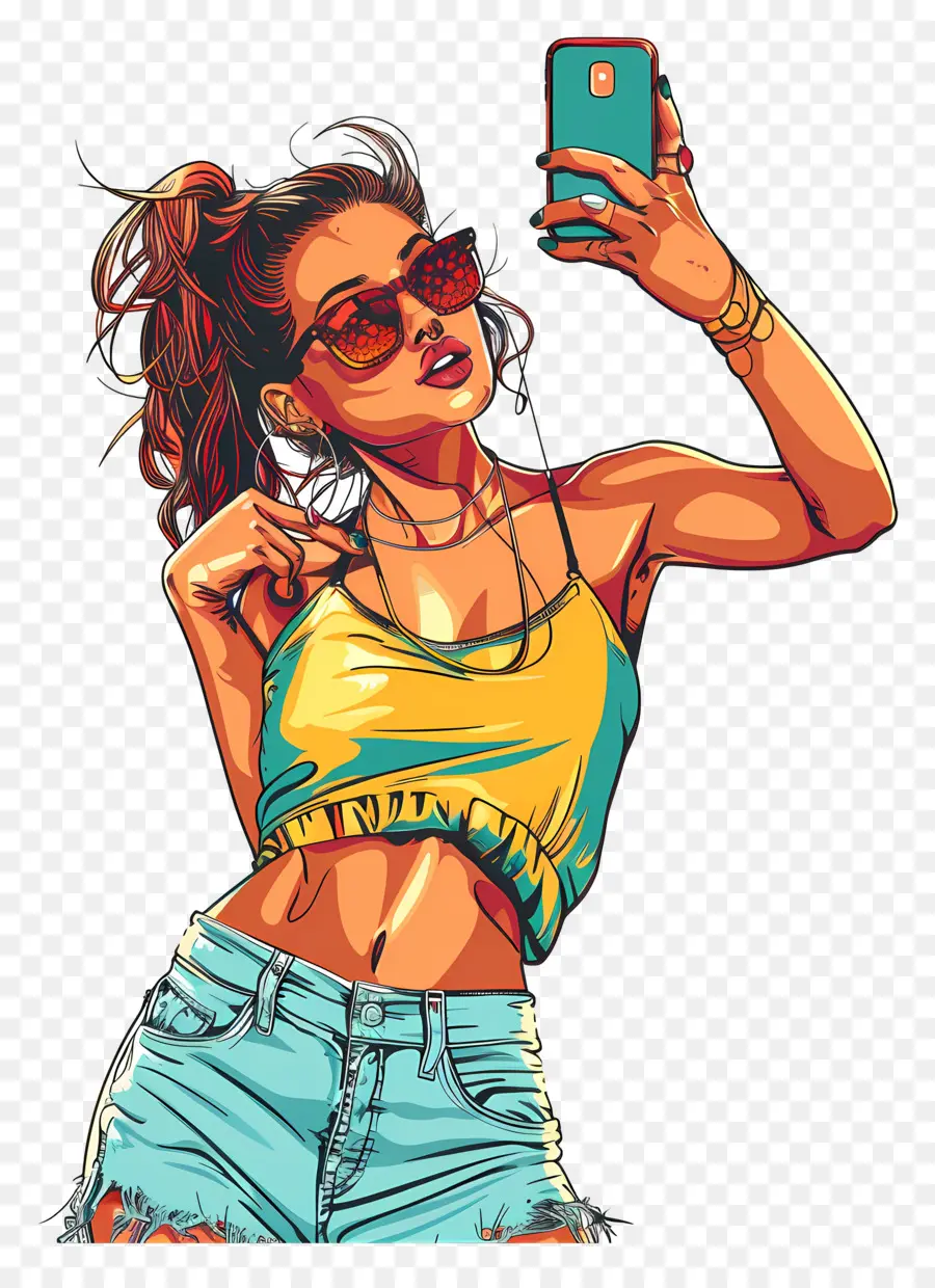 Mujer Tomando Selfie，Chica Selfie PNG