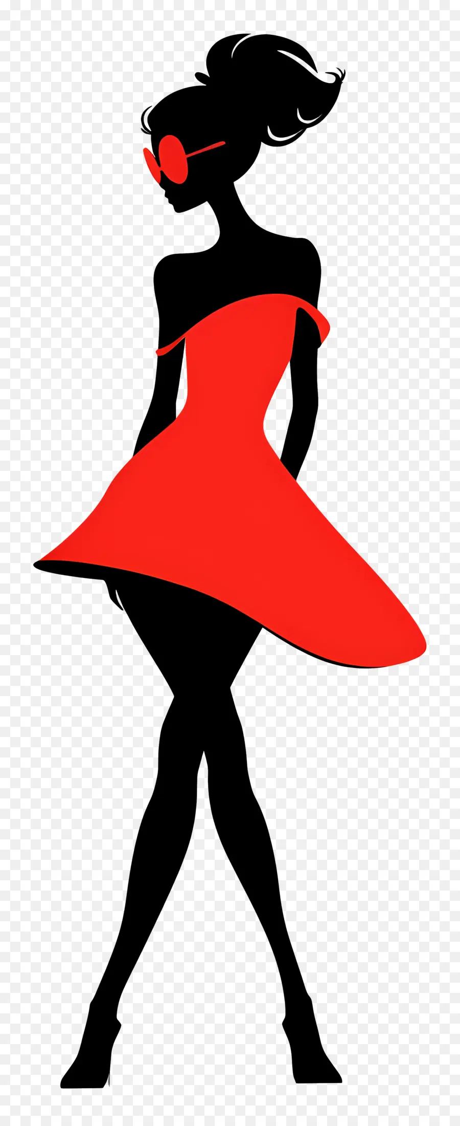 Silueta De Modelo De Moda，Vestido Rojo PNG