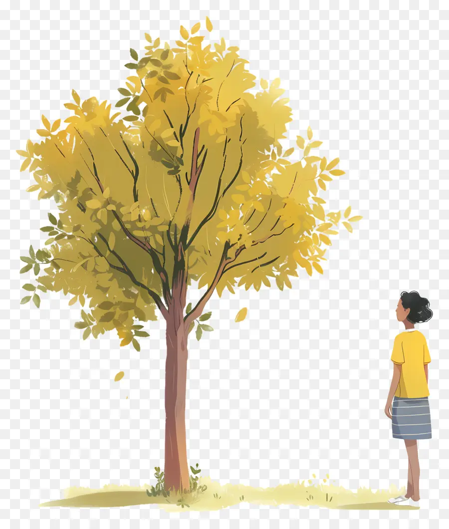 Mujer En Primavera，Árbol PNG