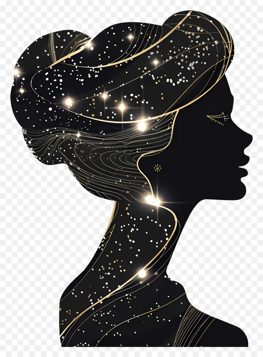 Silueta De Mujer Elegante，Silueta De Mujer Estrellada PNG