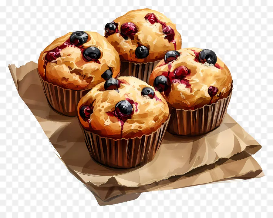 Muffins De Arándanos，Horneado PNG