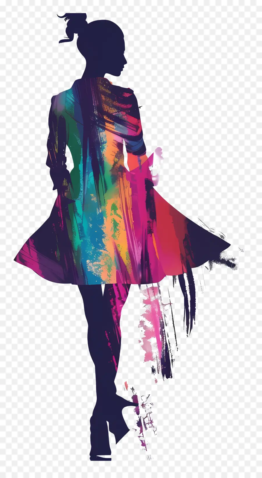 Silueta De Modelo De Moda，Silueta Colorida PNG