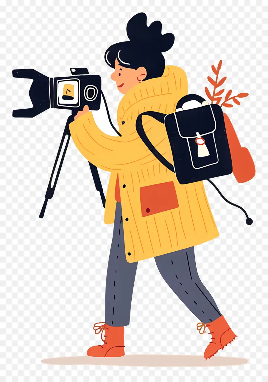 Mujer Filmando Vlog，Fotógrafo PNG